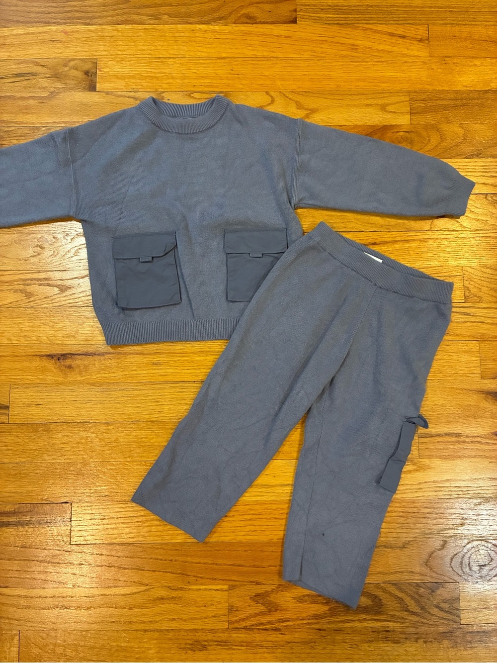 Zara Kids Blue Two-Piece Knit Sweater and Pants Set